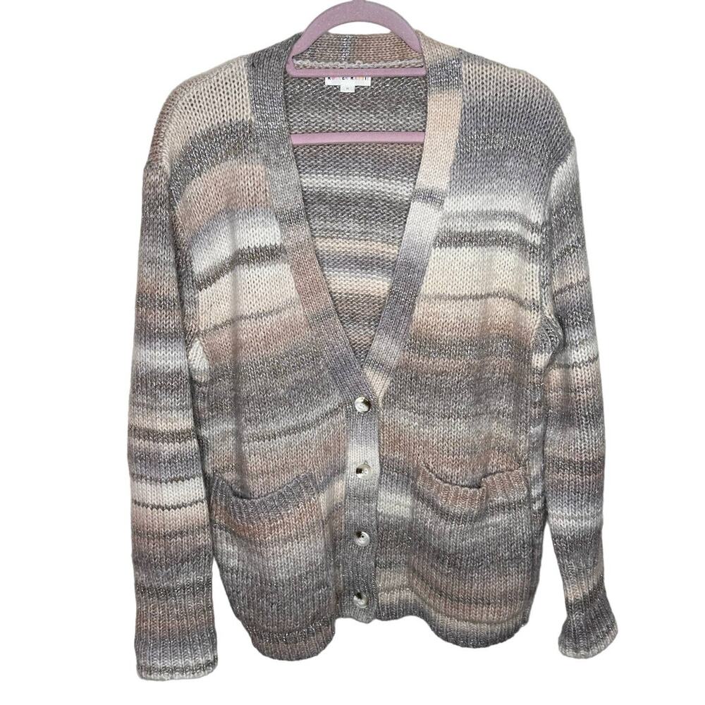 ROLLER RABBIT Lillien Cardigan Sweater Tan Melange Neutral {T49}